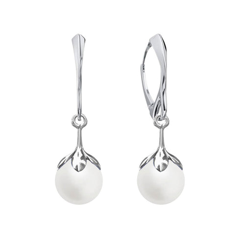 Серебряные серьги "Pērļu Galaktika (White)" с кристаллами Preciosa™